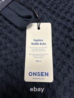 NEW Huckberry x Onsen Supima Cotton Large Waffle Bath Robe Luxurious Navy Unisex