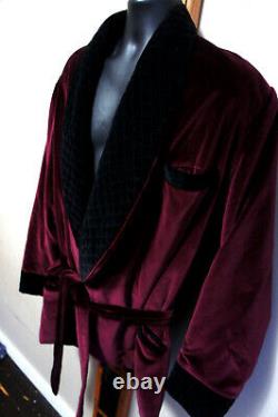 NEW Vintage Saks Fifth Ave XL Burgandy Velvet Lined Vtg Smoking Robe Bathrobe 93