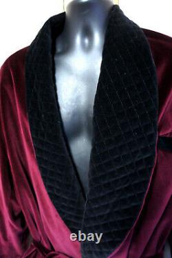 NEW Vintage Saks Fifth Ave XL Burgandy Velvet Lined Vtg Smoking Robe Bathrobe 93