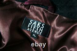 NEW Vintage Saks Fifth Ave XL Burgandy Velvet Lined Vtg Smoking Robe Bathrobe 93