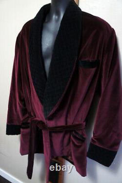 NEW Vintage Saks Fifth Ave XL Burgandy Velvet Lined Vtg Smoking Robe Bathrobe 93