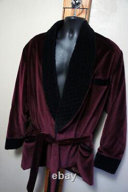 NEW Vintage Saks Fifth Ave XL Burgandy Velvet Lined Vtg Smoking Robe Bathrobe 93