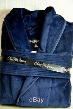 NEW in GIFT BOX Saks Fifth Avenue Terry Velour Men BATH Robe Navy Bllue XL
