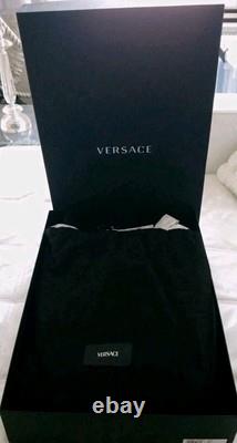 NWB $500.00 Versace Medusa Bathrobe Black Yellow Home Barocco Cotton Small 4-6