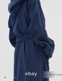 NWOT $265 TEKLA Organic Cotton Terry Bath Robe XS Navy Unisex
