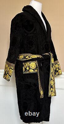 NWT $1500 Versace Medusa Cotton Terry Bath Robe Black Small ZACJ00008