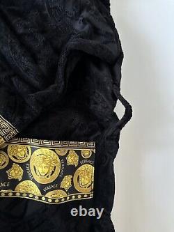 NWT $1500 Versace Medusa Cotton Terry Bath Robe Black Small ZACJ00008