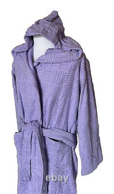 NWT $700 Bottega Veneta Cotton Terry Bath Robe Dark Purple Small 723607 Italy