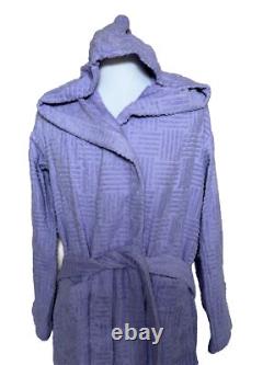 NWT $700 Bottega Veneta Mens Cotton Terry Bath Robe Dark Purple Medium 723607 IT
