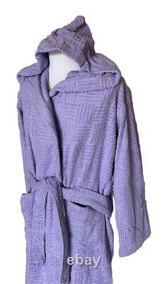 NWT $700 Bottega Veneta Mens Cotton Terry Bath Robe Dark Purple Medium 723607 IT
