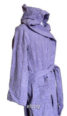 NWT $700 Bottega Veneta Mens Cotton Terry Bath Robe Dark Purple Medium 723607 IT