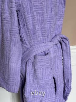 NWT $700 Bottega Veneta Mens Cotton Terry Bath Robe Dark Purple Medium 723607 IT