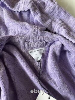 NWT $700 Bottega Veneta Mens Cotton Terry Bath Robe Dark Purple Medium 723607 IT