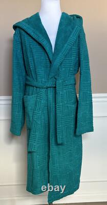 NWT $700 Bottega Veneta Mens Intrecciato Cotton Terry Bath Robe Blue M 656097 IT