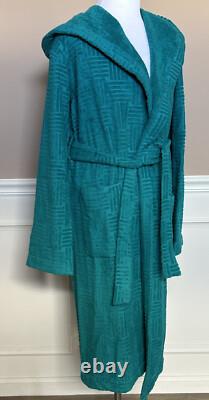 NWT $700 Bottega Veneta Mens Intrecciato Cotton Terry Bath Robe Blue M 656097 IT
