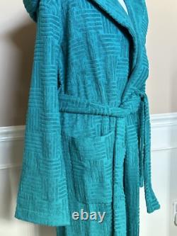 NWT $700 Bottega Veneta Mens Intrecciato Cotton Terry Bath Robe Blue M 656097 IT