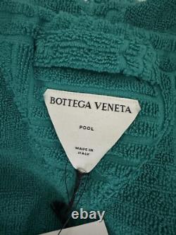 NWT $700 Bottega Veneta Mens Intrecciato Cotton Terry Bath Robe Blue M 656097 IT