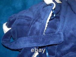 NWT Alexander Del Rossa Mens Long Big Tall Sherpa Blue Plush Hood Bathrobe 1X/2X