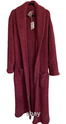 NWT Barefoot Dreams CozyChic Garnet Belted Long Bathrobe Pockets Size 2