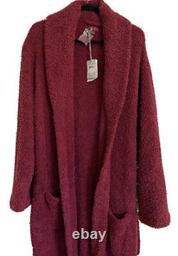 NWT Barefoot Dreams CozyChic Garnet Belted Long Bathrobe Pockets Size 2