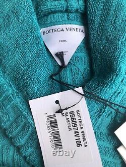 NWT Bottega Veneta Intreciatto French Terry Pool Bath Robe sz Medium Teal