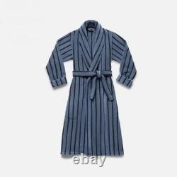 NWT Brooklinen Super-Plush Bath Robe Unisex Large Turkish Cotton Blue Stripe