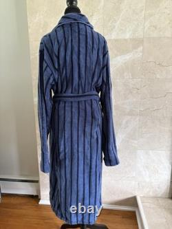 NWT Brooklinen Super-Plush Bath Robe Unisex Large Turkish Cotton Blue Stripe