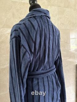 NWT Brooklinen Super-Plush Bath Robe Unisex Large Turkish Cotton Blue Stripe