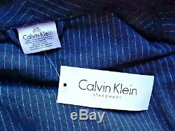 NWT Gray 3 Pockets Calvin Klein Mens Bathrobe 100% Cotton Flannel 52 length