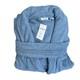 NWT Linum Towels Herringbone Bathrobe Unisex L/XL Heavyweight Blue Turkish Warm