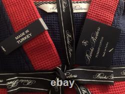 NWT Mens Bath Robe One Size 100% Turkish Cotton Navy BROOKS BROTHERS Logo $137