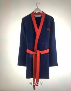NWT Mens Bath Robe One Size 100% Turkish Cotton Navy BROOKS BROTHERS Logo $137