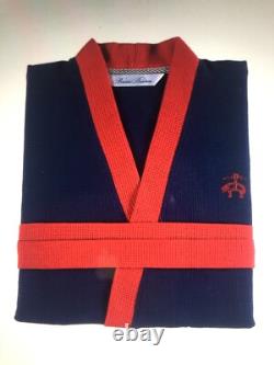 NWT Mens Bath Robe One Size 100% Turkish Cotton Navy BROOKS BROTHERS Logo $137