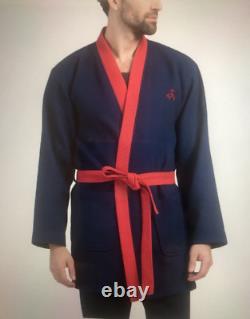 NWT Mens Bath Robe One Size 100% Turkish Cotton Navy BROOKS BROTHERS Logo $137