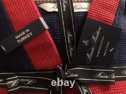 NWT Mens Bath Robe One Size 100% Turkish Cotton Navy BROOKS BROTHERS Logo $137