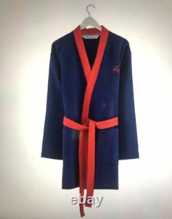 NWT Mens Bath Robe One Size 100% Turkish Cotton Navy BROOKS BROTHERS Logo $137