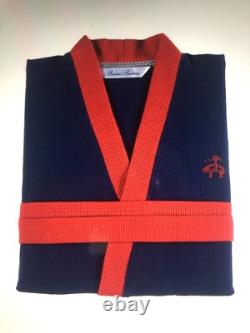 NWT Mens Bath Robe One Size 100% Turkish Cotton Navy BROOKS BROTHERS Logo $137