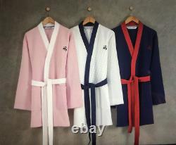 NWT Mens Bath Robe One Size 100% Turkish Cotton Navy BROOKS BROTHERS Logo $137