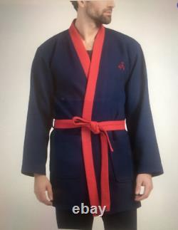NWT Mens Bath Robe One Size 100% Turkish Cotton Navy BROOKS BROTHERS Logo $137