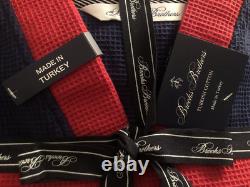 NWT Mens Bath Robe One Size 100% Turkish Cotton Navy BROOKS BROTHERS Logo $137