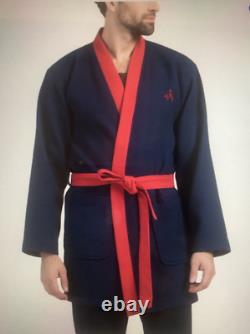 NWT Mens Bath Robe One Size 100% Turkish Cotton Navy BROOKS BROTHERS Logo $137