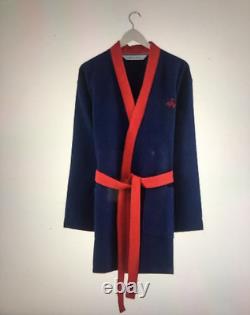 NWT Mens Bath Robe One Size 100% Turkish Cotton Navy BROOKS BROTHERS Logo $137