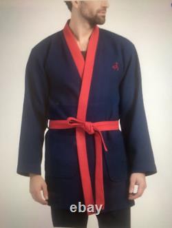 NWT Mens Bath Robe One Size 100% Turkish Cotton Navy BROOKS BROTHERS Logo $137