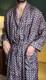 NWT Parah Mens 100% Silk Belted Robe/Dressing Gown Navy Medallion Print Sz 4 M/L