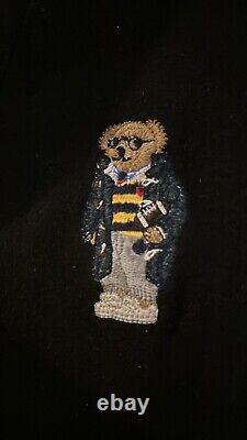 NWT Polo Ralph Lauren Robe Rugby Football Toggle Bear Bathrobe Sz S/M Black