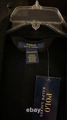 NWT Polo Ralph Lauren Robe Rugby Football Toggle Bear Bathrobe Sz S/M Black