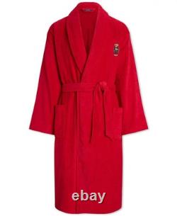 NWT RALPH LAUREN Big Polo Pony Plush Terry Bath Robe Red L/XL