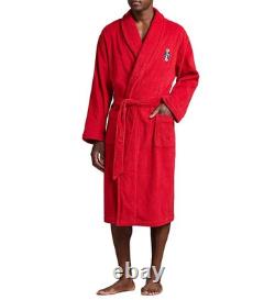 NWT RALPH LAUREN Big Polo Pony Plush Terry Bath Robe Red L/XL