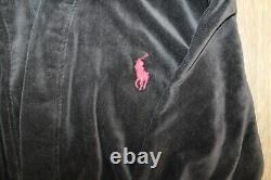 NWT RALPH LAUREN Big Polo Pony Plush Velour Bath Robe Black L/XL