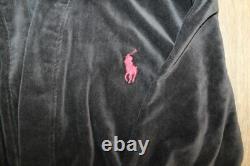 NWT RALPH LAUREN Big Polo Pony Plush Velour Bath Robe Black S/M
